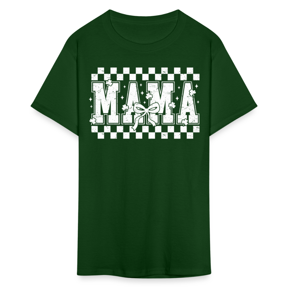 Distressed Mama Clover St. Patrick's Day Gift Tee - forest green