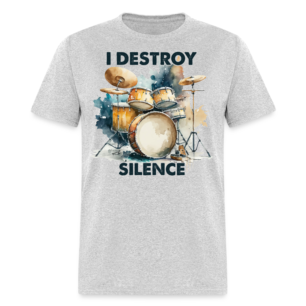 I Destroy Silence Drum Kit T-shirt - heather gray