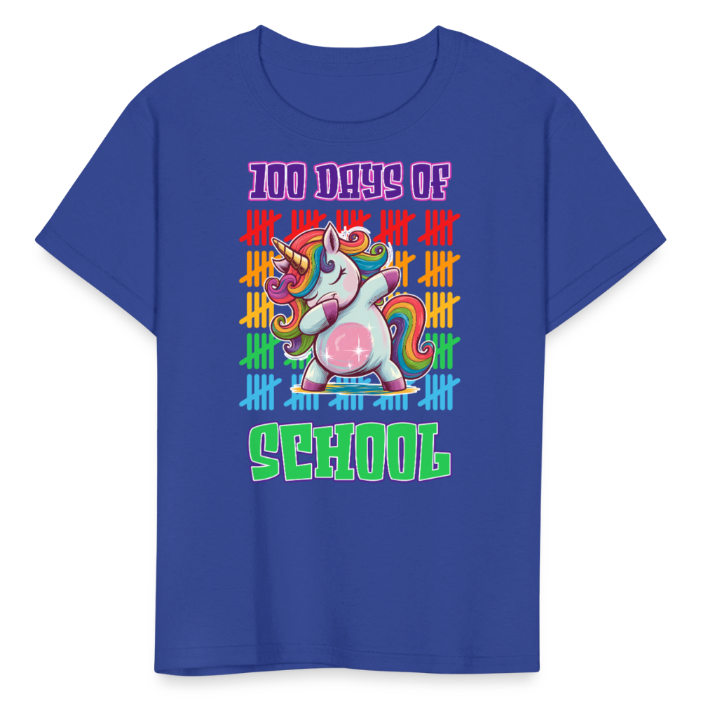 100 Days Of School Unicorn Kids T-Shirt - royal blue