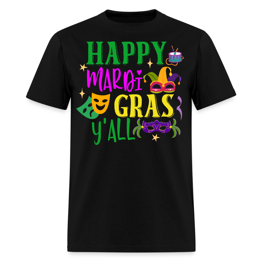 Funny Mardi Gras Y'all Graphic Unisex Classic T-shirt - black