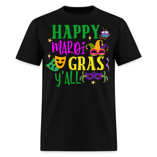 Funny Mardi Gras Y'all Graphic Unisex Classic T-shirt - black
