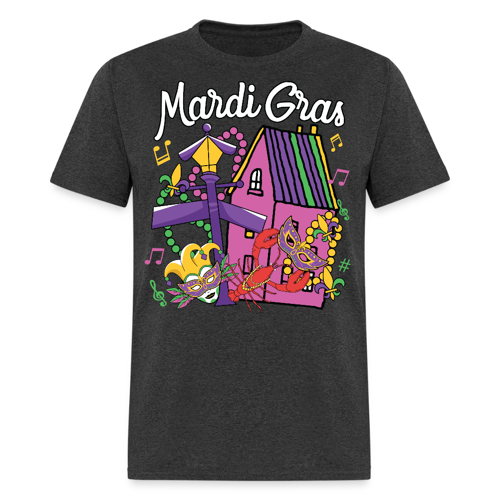 New Orleans Themed Festival Tee For Parades Mardi Gras T-shirt - heather black