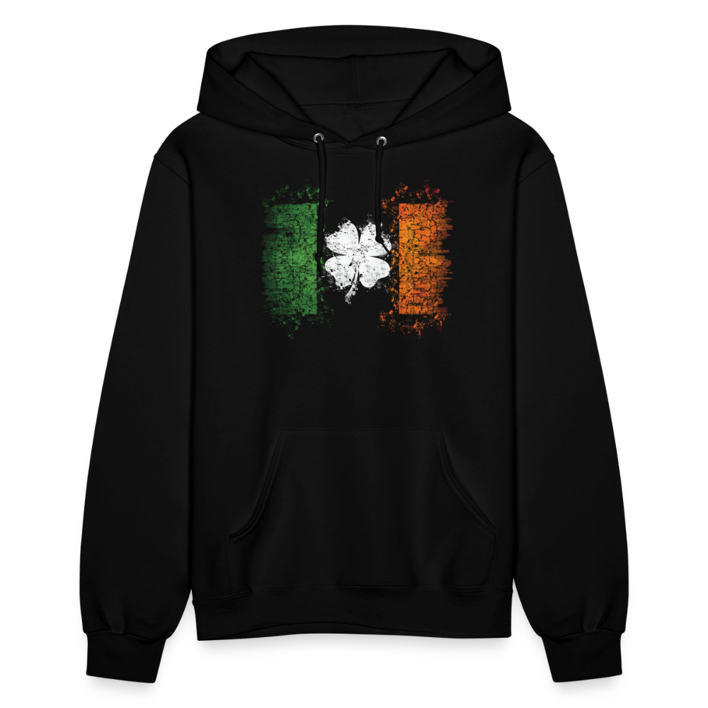 Women's Irish Flag Distressed Shamrock Hoodie - St Patrick's Day - black