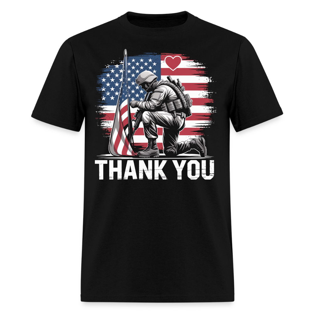 Thank You Soldier Patriotic American Flag T-Shirt - black