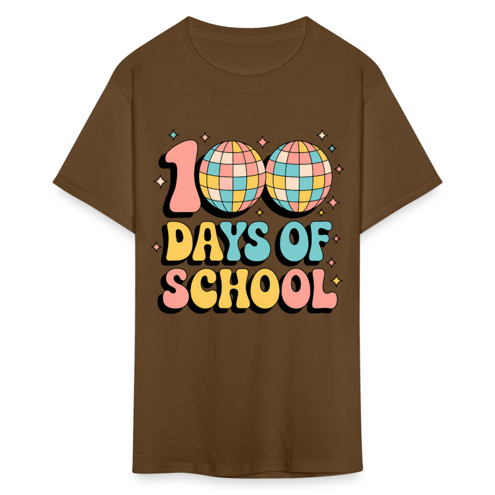 100 Days Of School Tee  For Teachers Funny Disco Theme T-shirt - brown