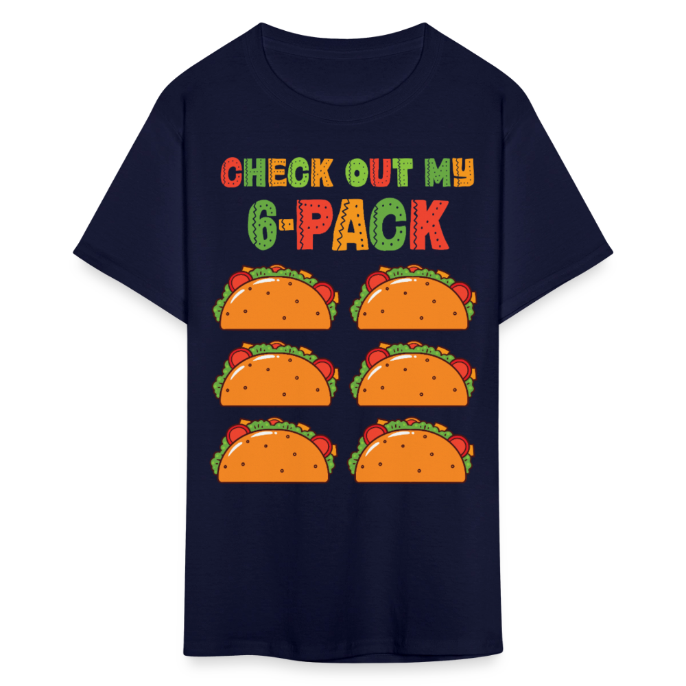 Taco Tuesday Lover Graphic Tee Check Out My 6-pack Taco T-shirt - navy