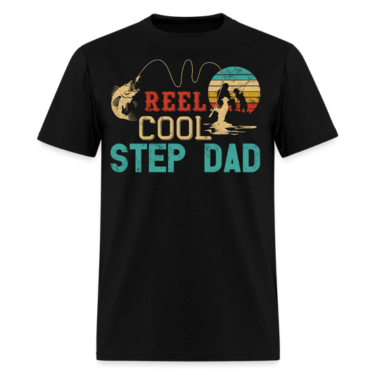 Reel Cool Stepdad Father's Day Fishing T-shirt - black