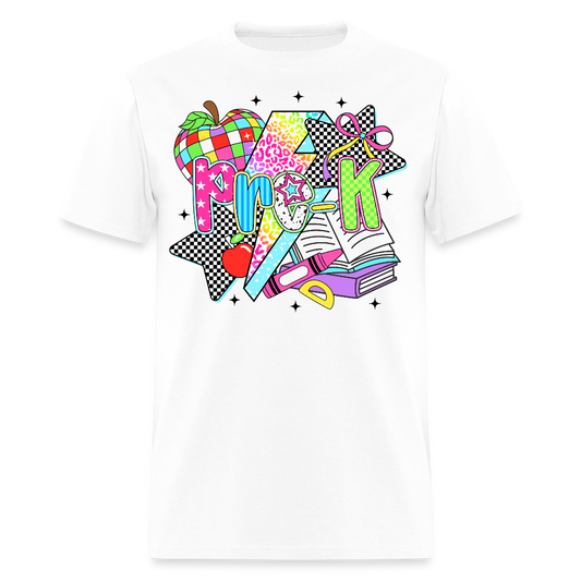 Colorful Pre K Teacher Back To School T-Shirt - white