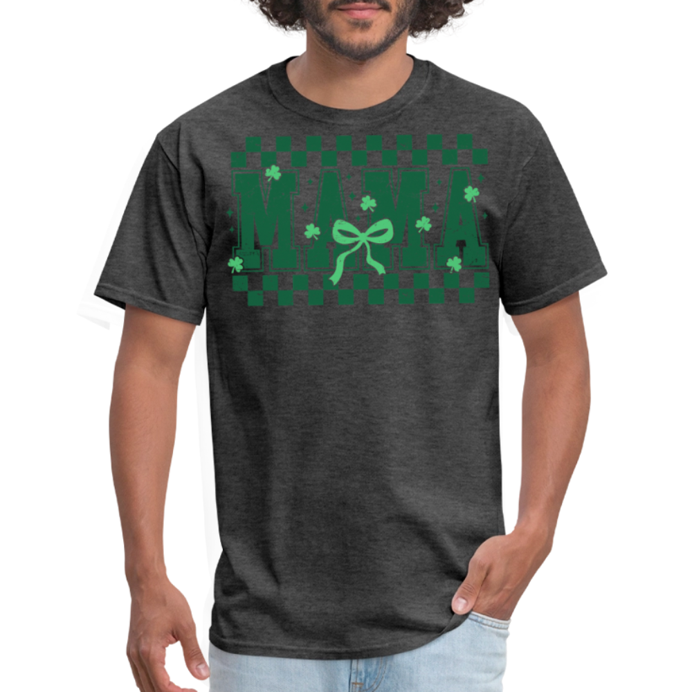Distressed Lucky Mama Clover St. Patrick's Day Gift Tee - heather black