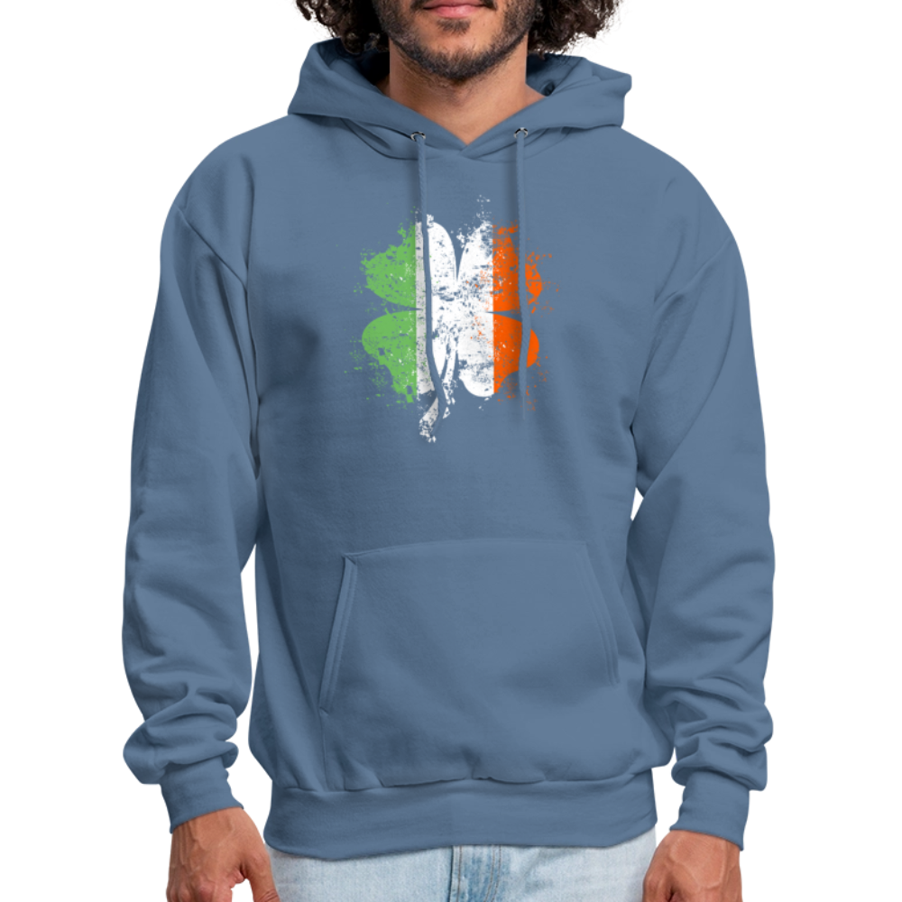 Irish Distressed Shamrock ST Patrick's Day Men's Hoodie - denim blue