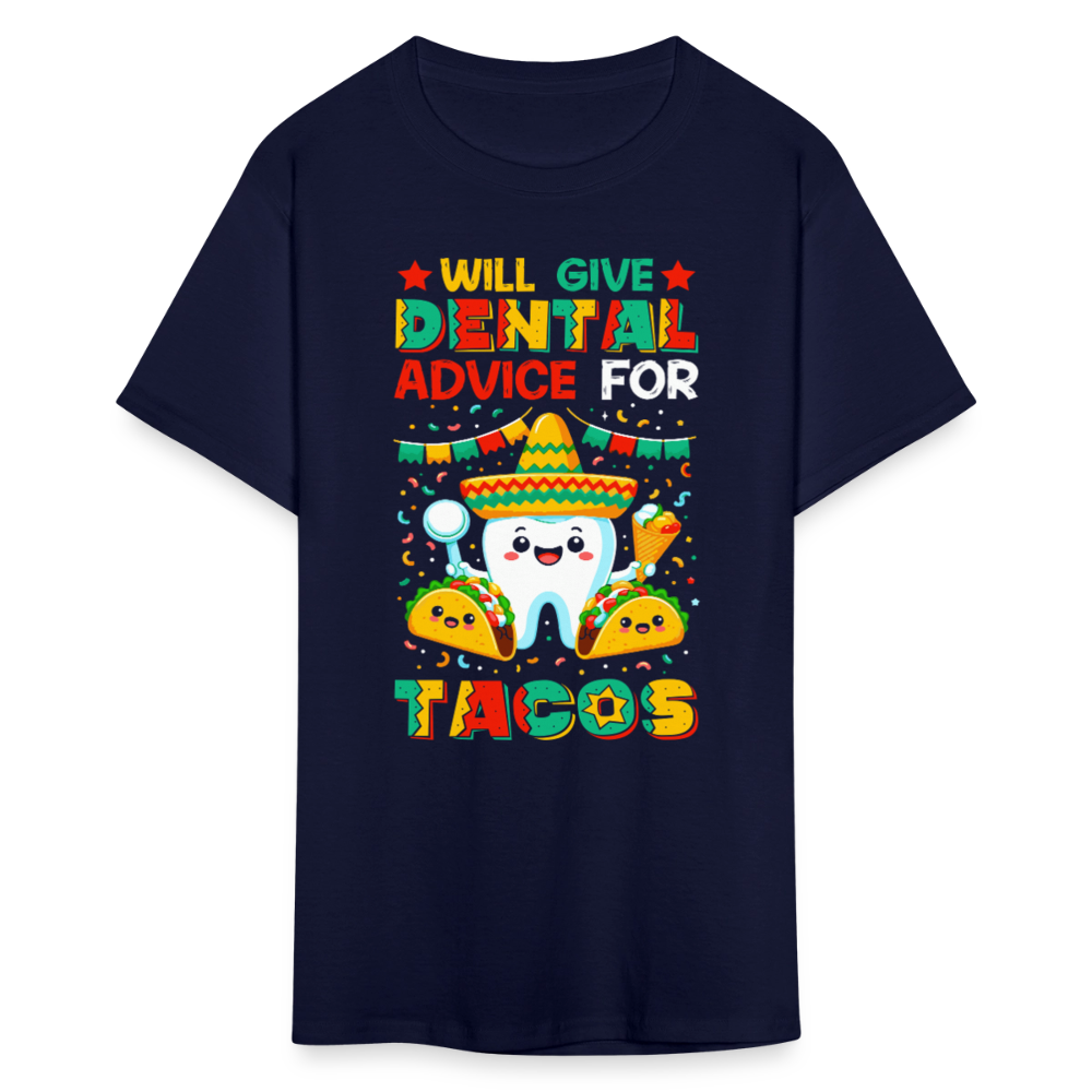 Funny Dentist Tee For Taco Lovers Dentist Humor T-shirt - navy