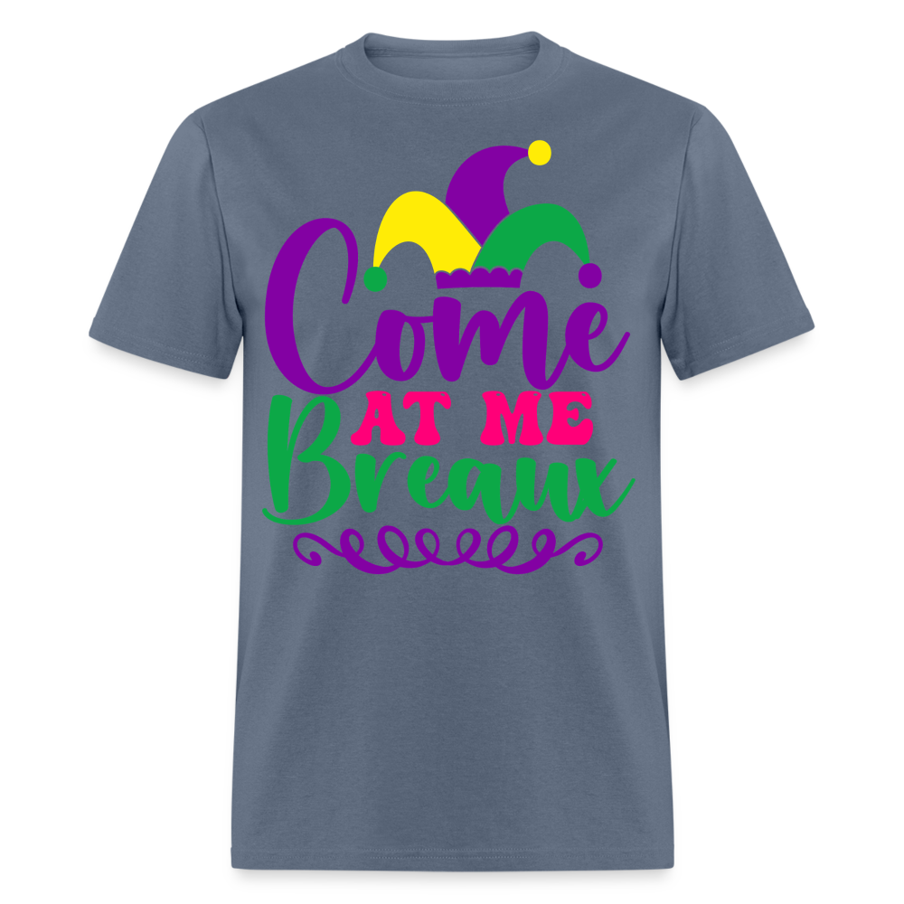 Mardi Gras Jester Hat Tee Come at me Breaux T-shirt - denim