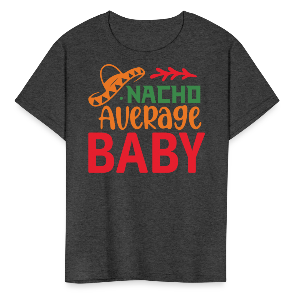 Mexican-inspired Graphic Tee For Kids Nacho Average Boy T-shirt - heather black