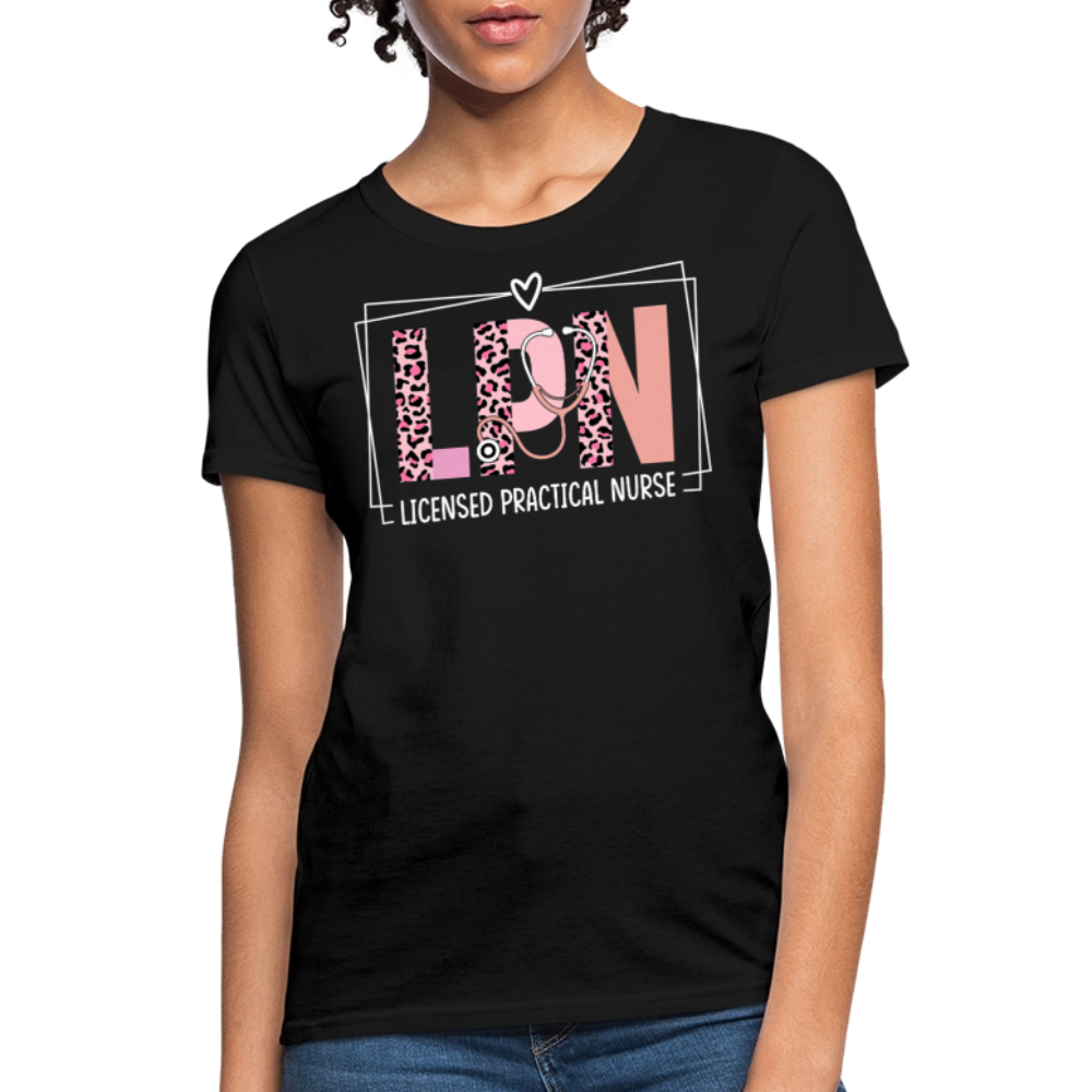 LPN Leopard Print Licensed Practical Nurse T-Shirt - black