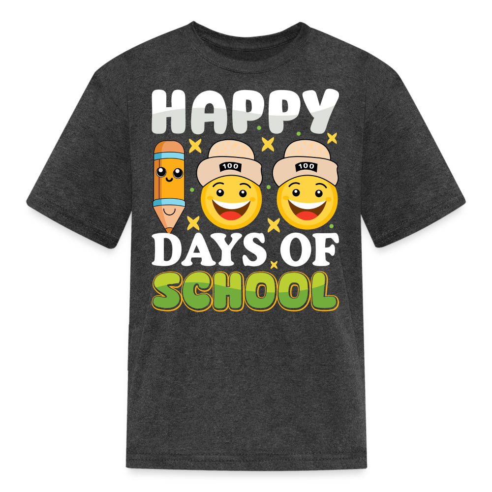 100 Days Of School Tee For Kids School Milestone Celebration T-shirt - heather black