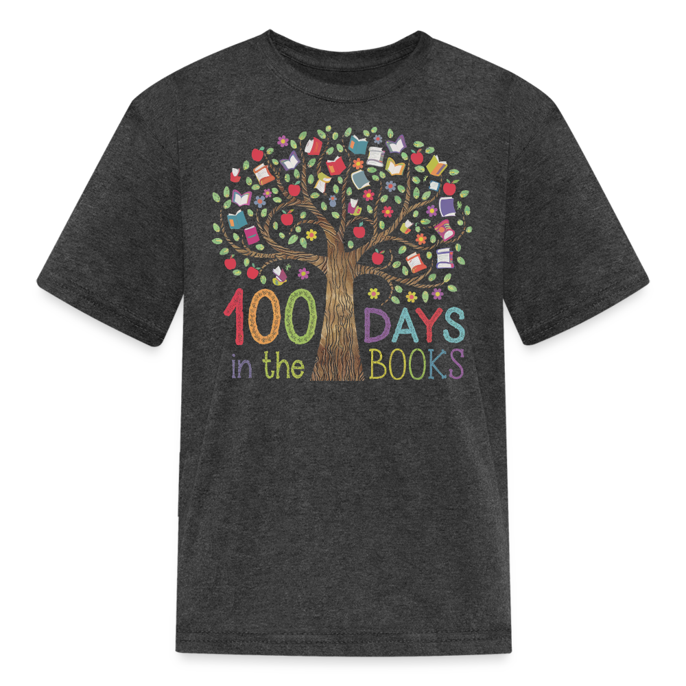 Celebratory 100 Days in the Books T-Shirt for Kids - heather black