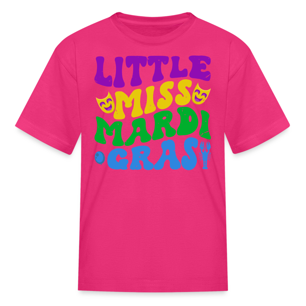 Carnival Celebration Tee Little Miss Mardi Gras T-shirt For Kids - fuchsia