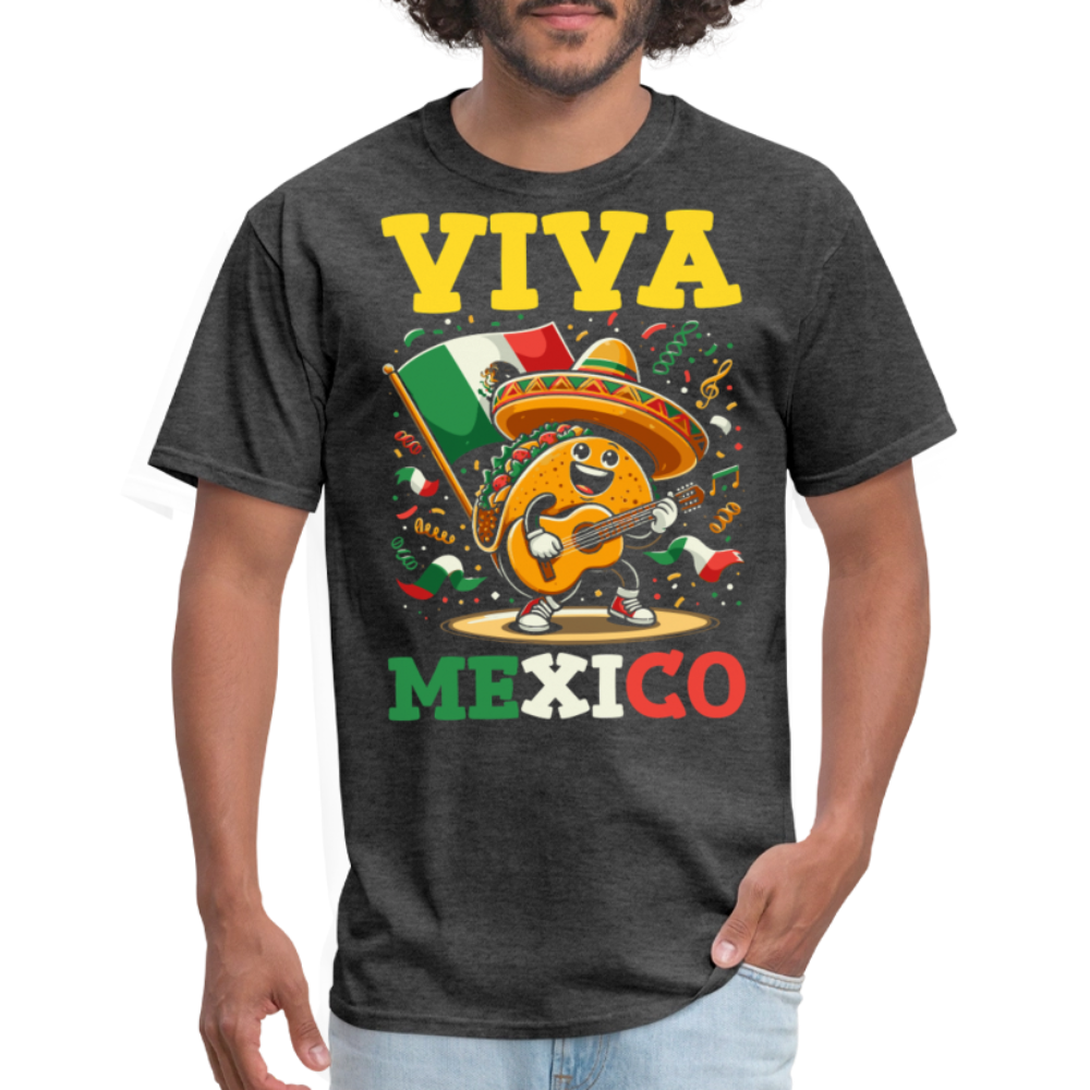 Cinco De Mayo Taco Shirt With Guitar Viva Mexico Party T-shirt - heather black