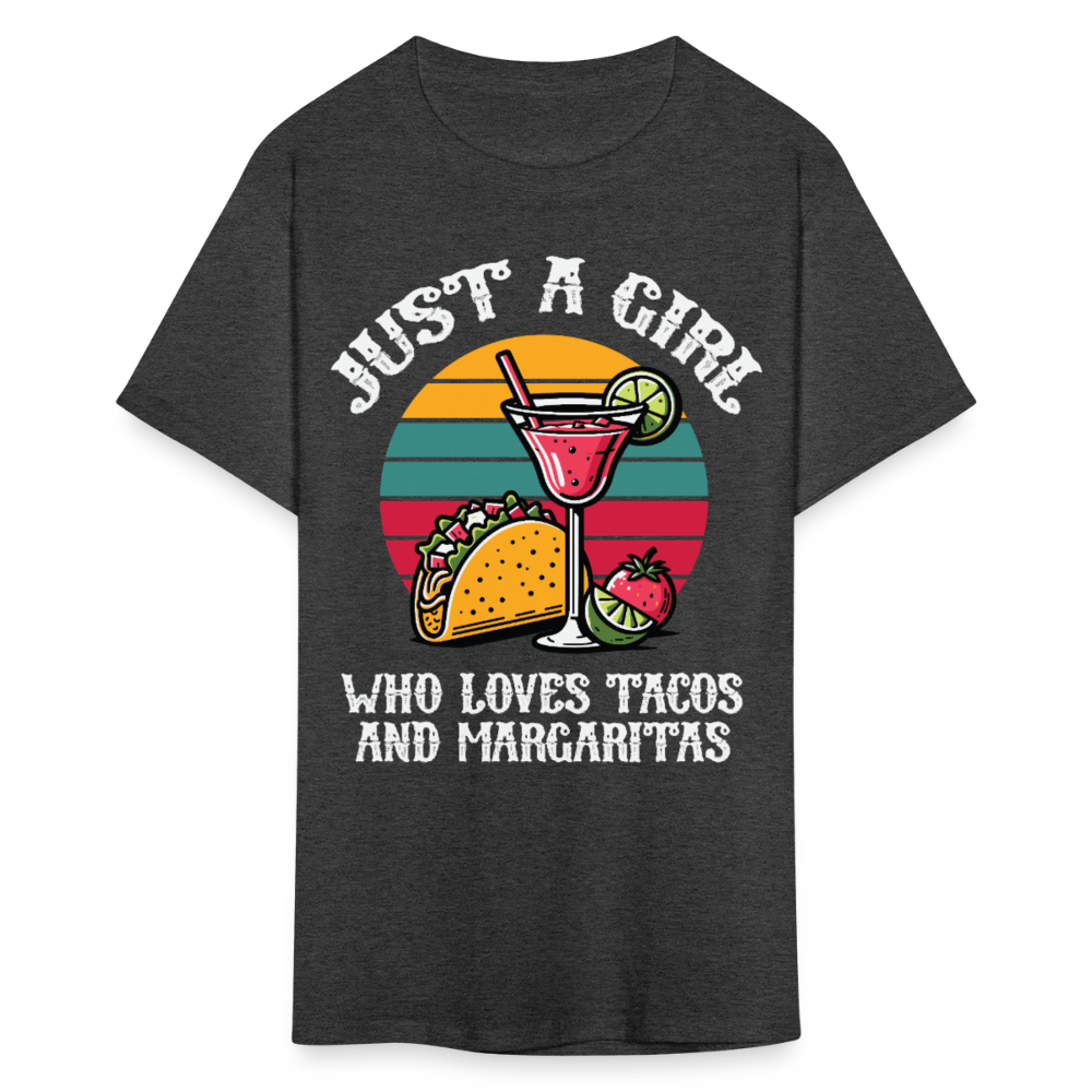 Just A Girl Who Loves Tacos And Margaritas Tee Funny Mexican Food T-shirt - heather black