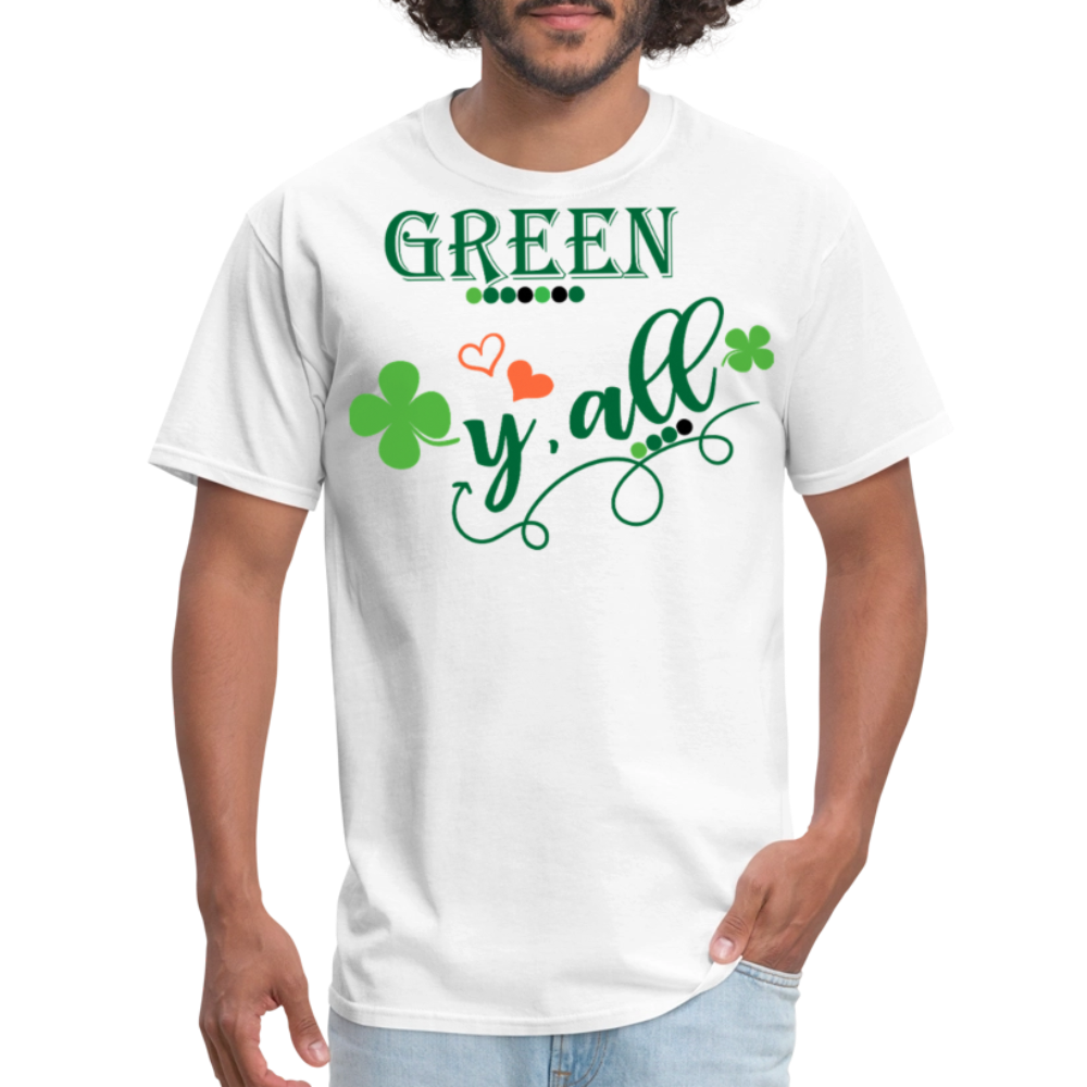 Cute Irish Clover Graphic Tee Green Y'all St Patrick’s Day T-shirt - white