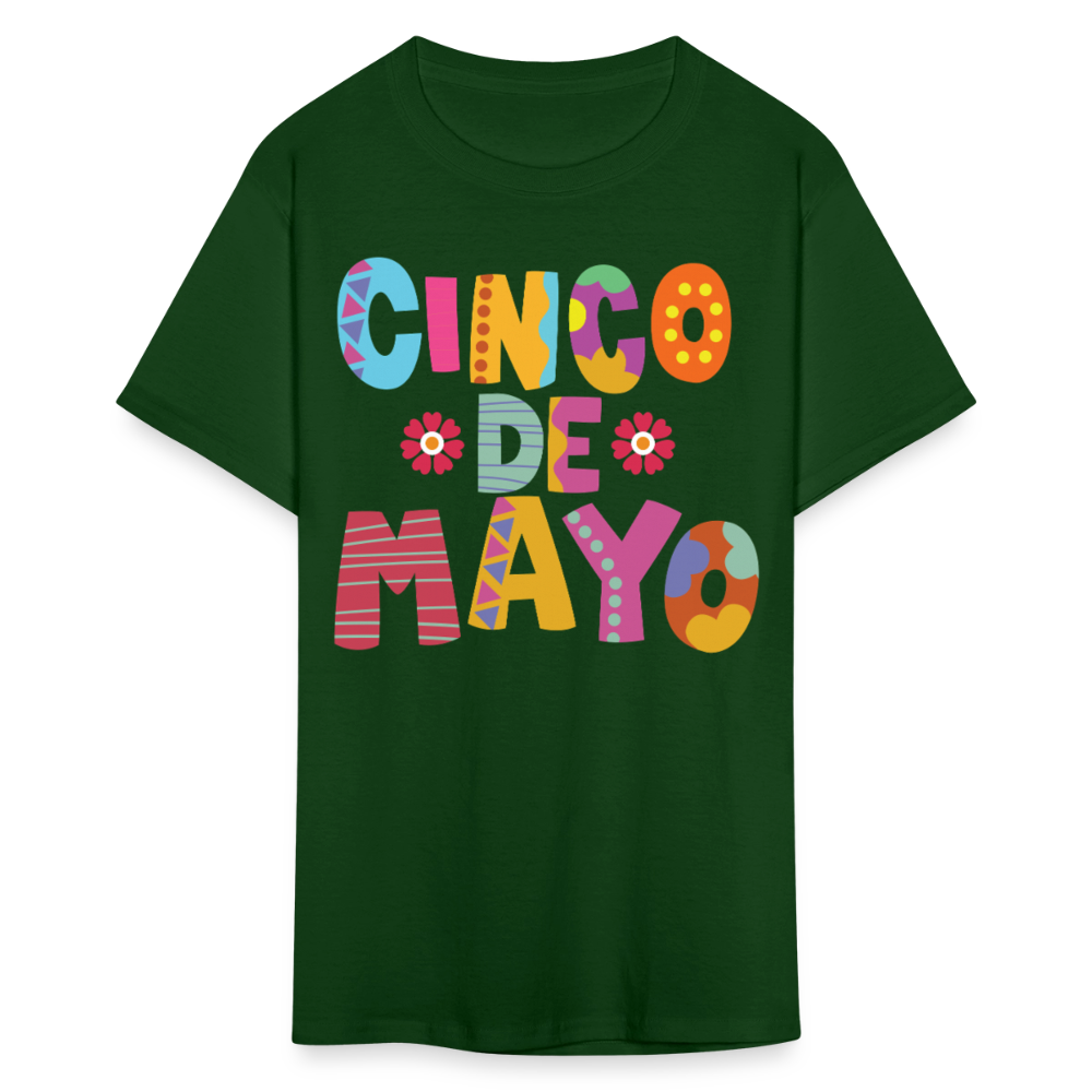 Mexican Holiday Celebration Tee Cinco De Mayo Colorful Graphic T-shirt - forest green