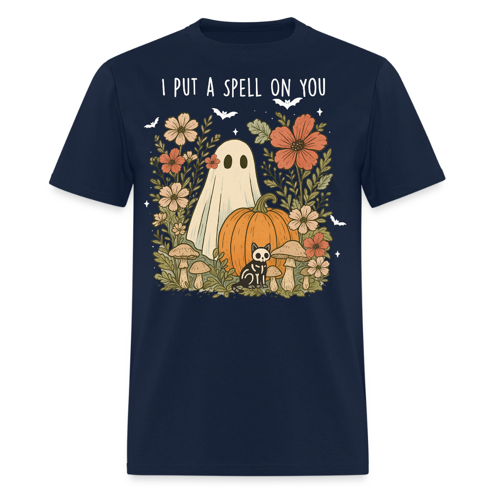 I Put a Spell on You Halloween Ghost T-Shirt - navy