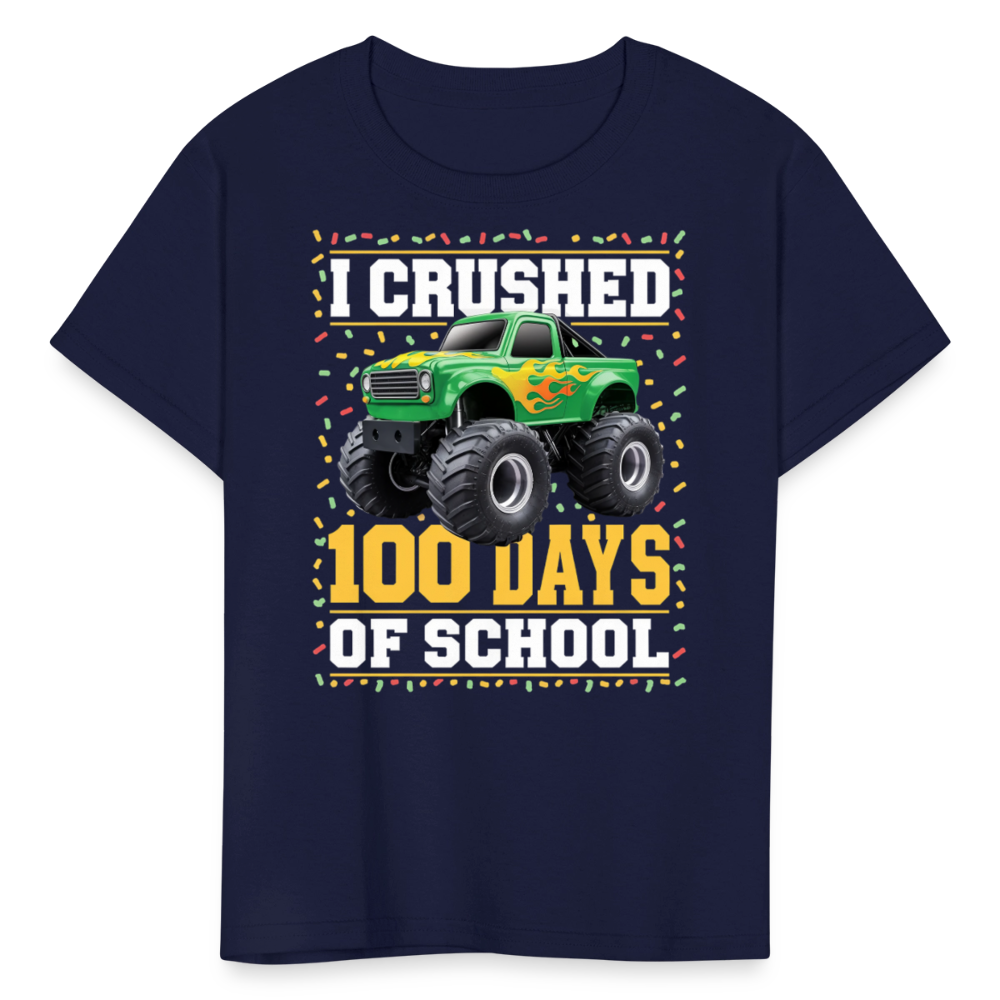 100 Days Of School Monster Truck Tee Kids 100th Day Of School T-shirt - navy