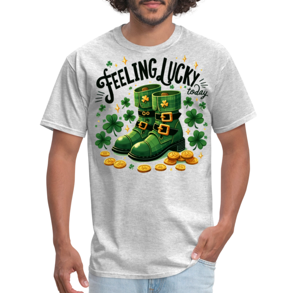 Green Shamrock Boots St Patrick’s Day Lucky T-shirt - heather gray