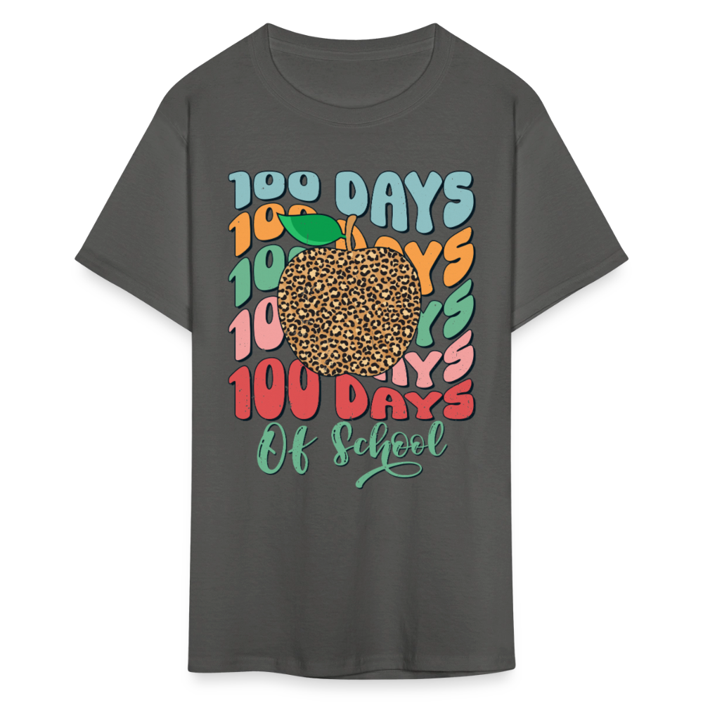 Leopard print 100 Days Of School Teacher Appreciation Gifts T-shirt - charcoal