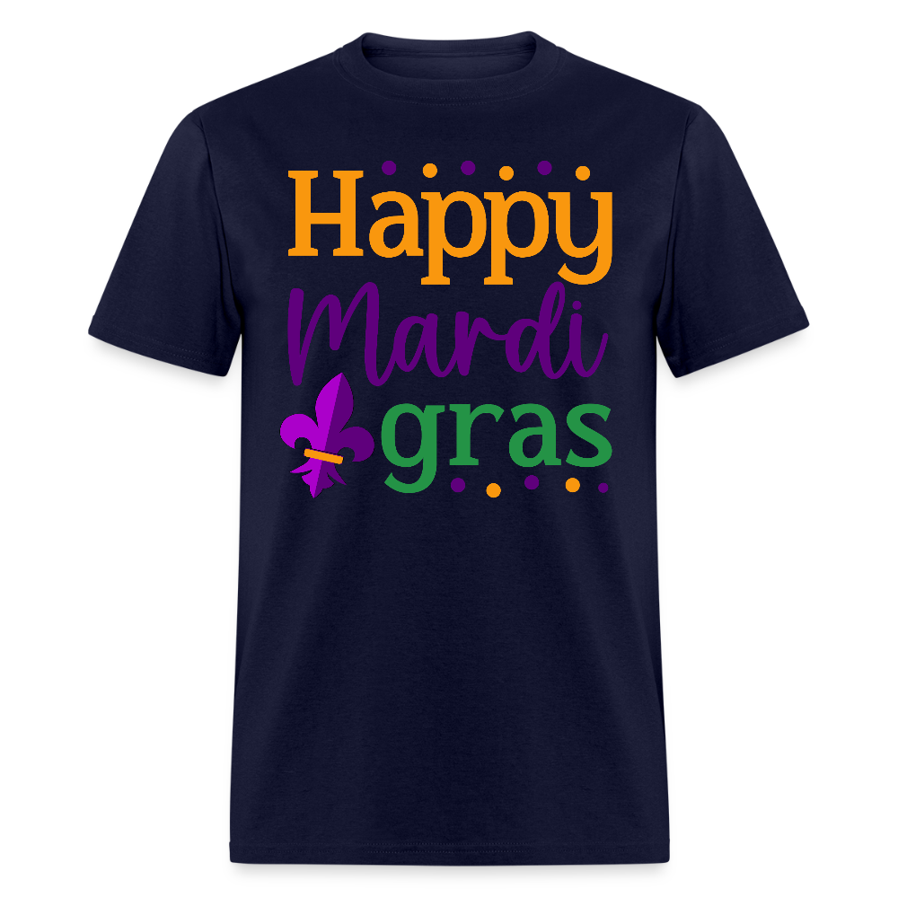 Colorful Mardi Gras Parade Tee Happy Mardi Gras T-shirt - navy