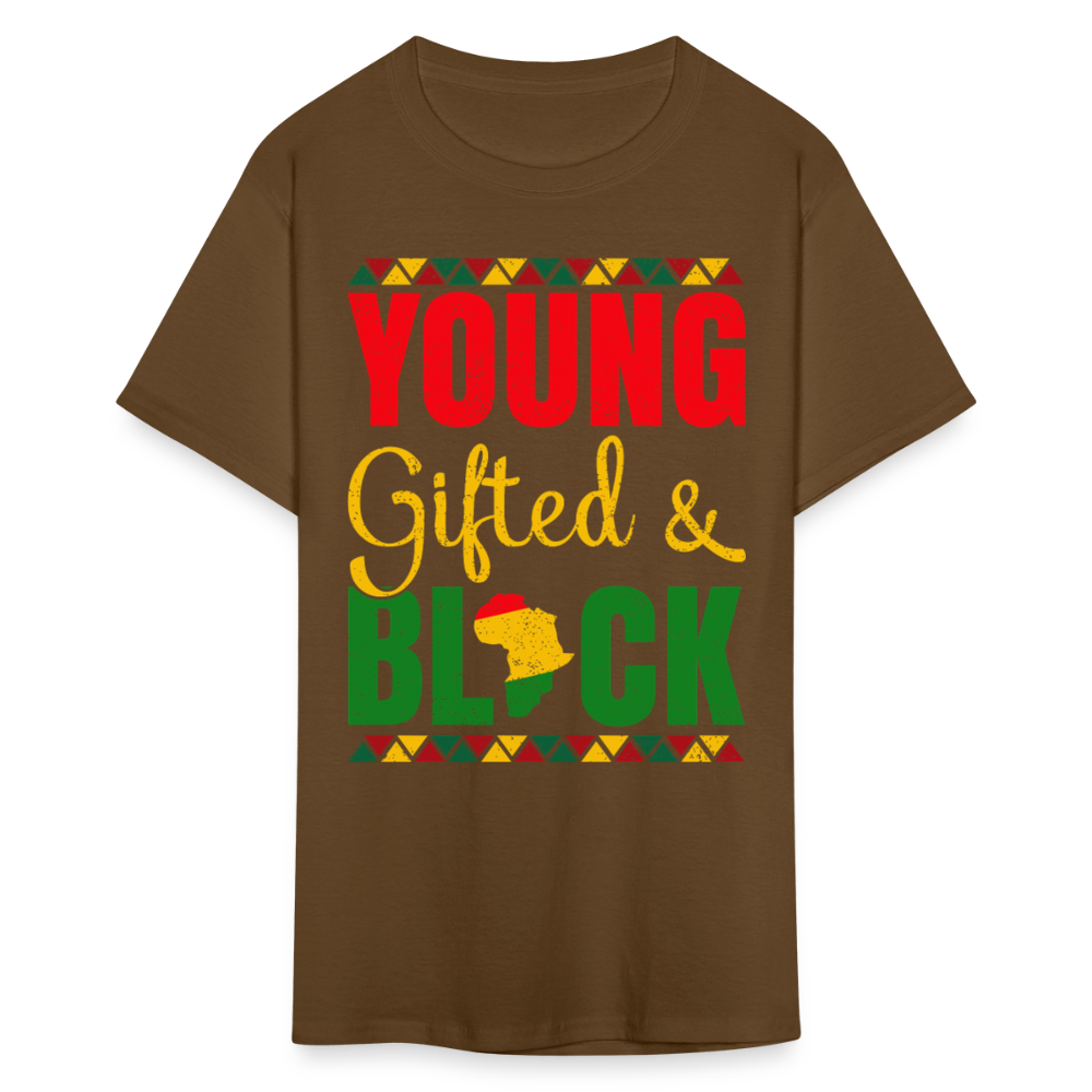 African Heritage Tee Young Gifted and Black T-Shirt - brown