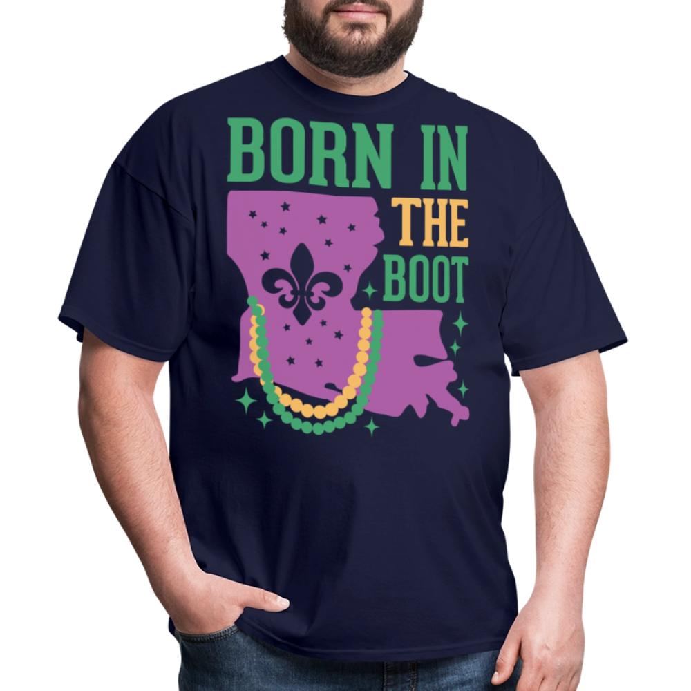 Born in the Boot Louisiana Unisex T-Shirt - navy