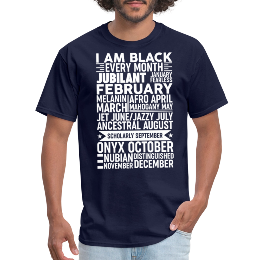 Melanin Inspired Clothing For Black Empowerment Afrocentric T-shirt - navy