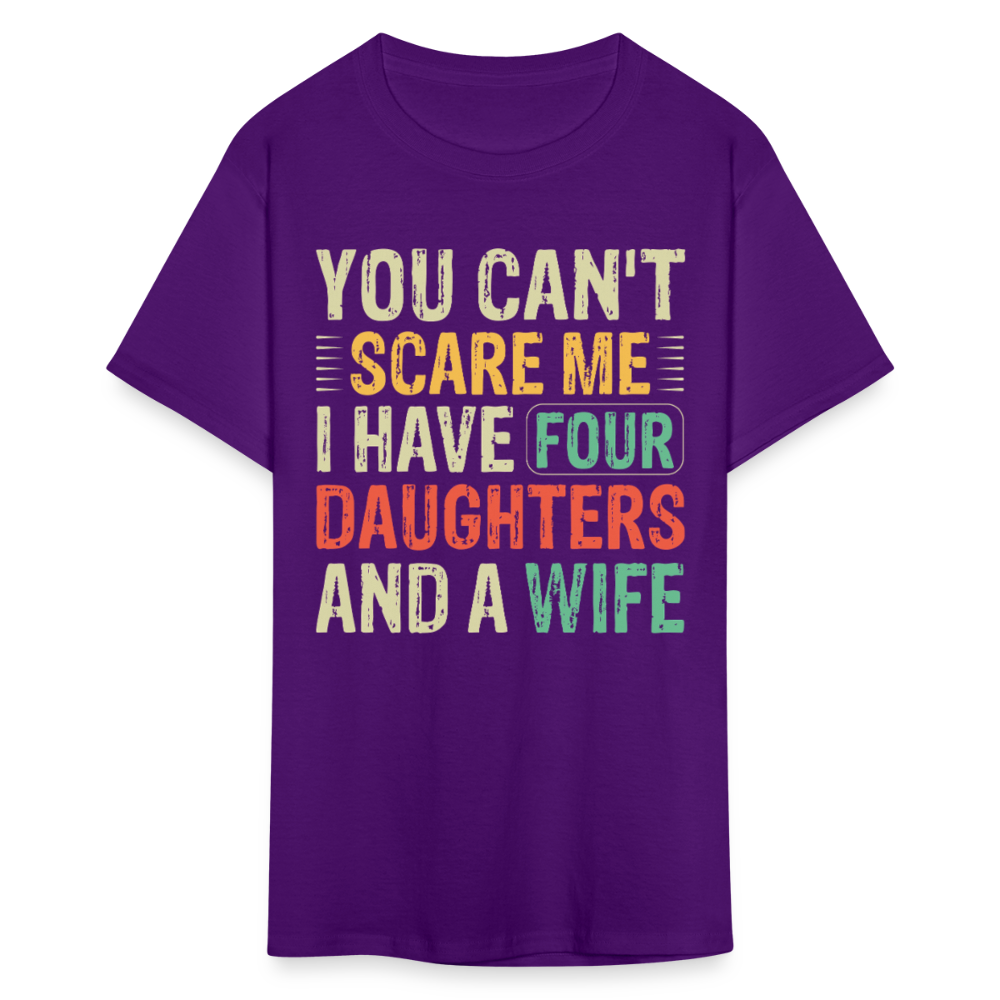 Humorous Gifts For Fathers With Four Daughters And A Wife T-shirt - purple