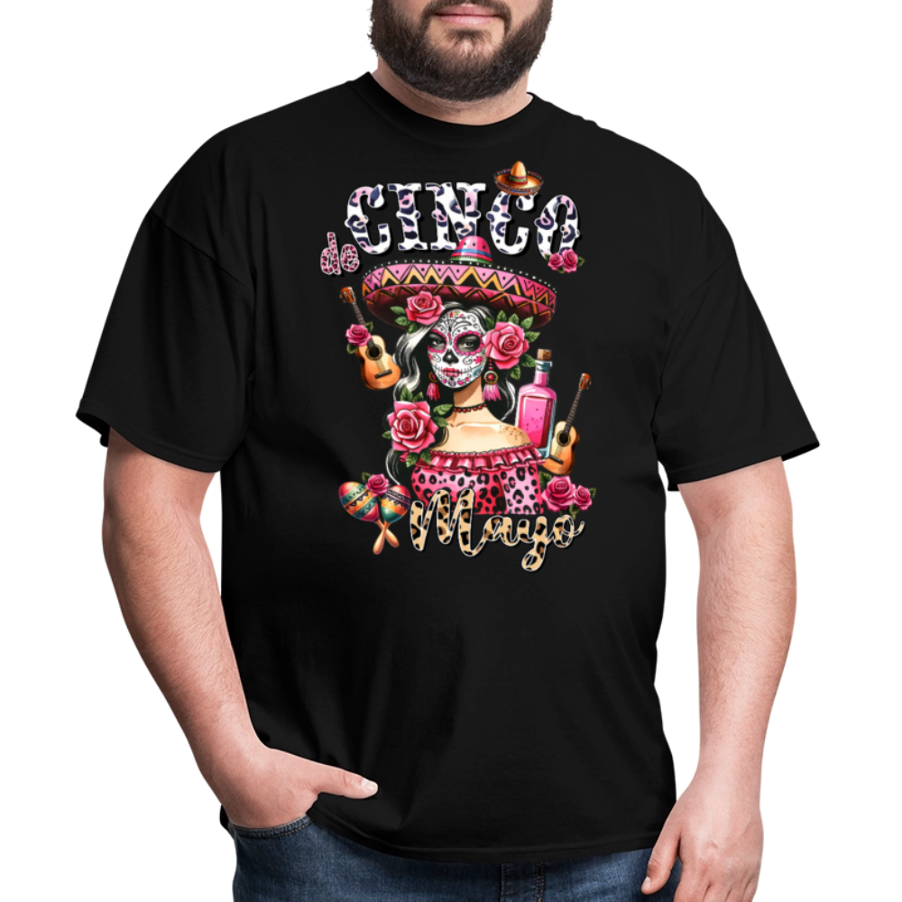 Mexican Fiesta Party Outfit Cinco De Mayo Sugar Skull T-Shirt - black