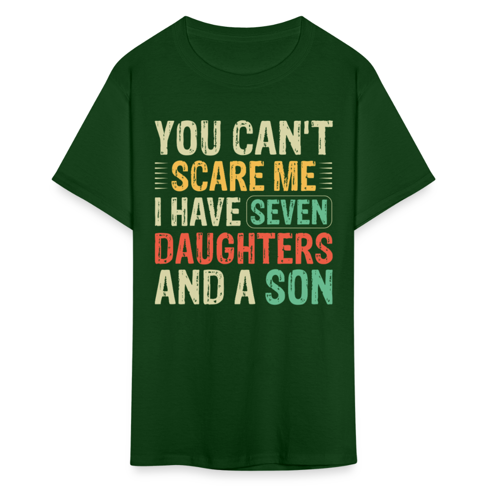 Funny Shirts For Dads With Big Families Seven Daughters and a Son T-Shirt - forest green