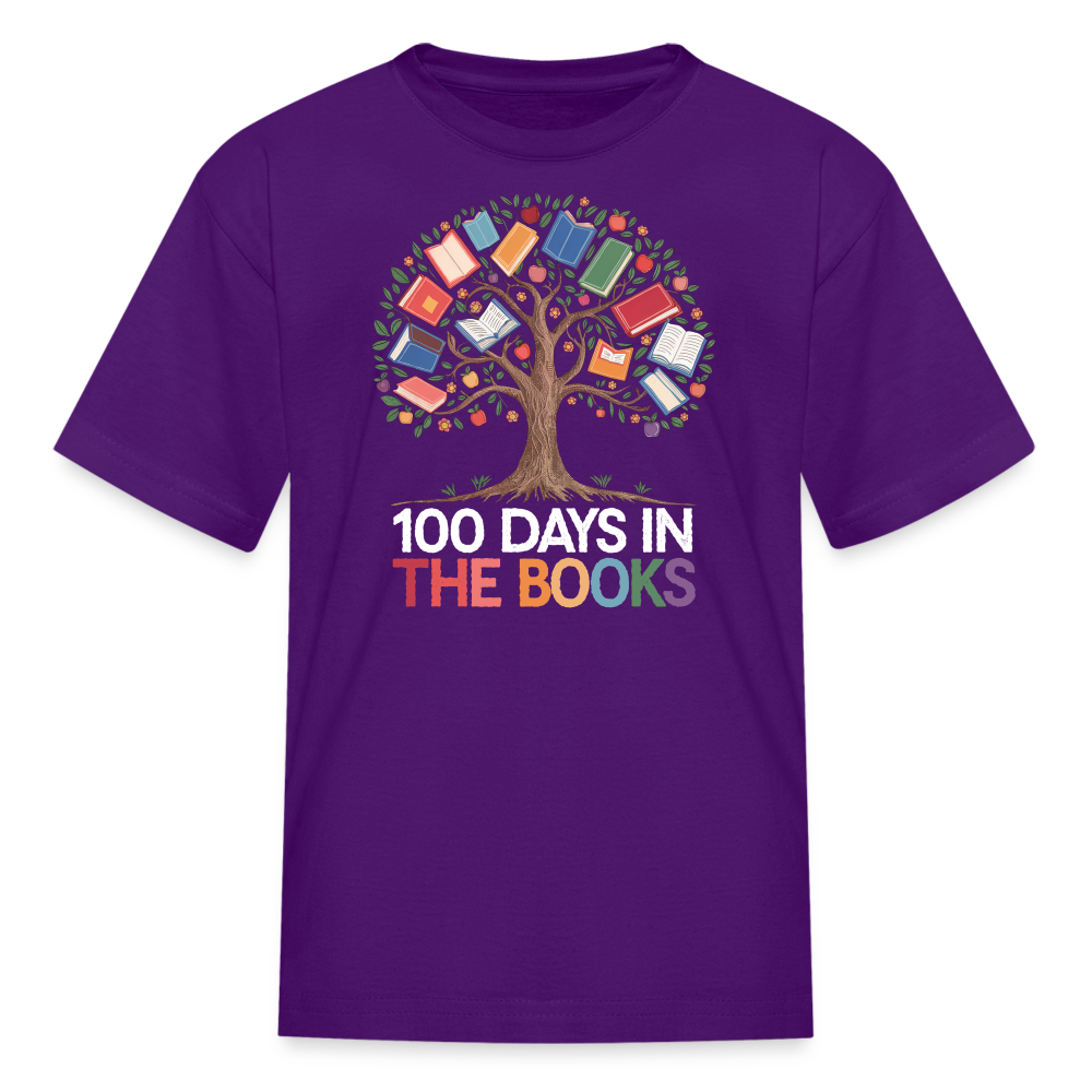 Reading Tree Graphic Tee 100 Days in the Books T-Shirt - purple