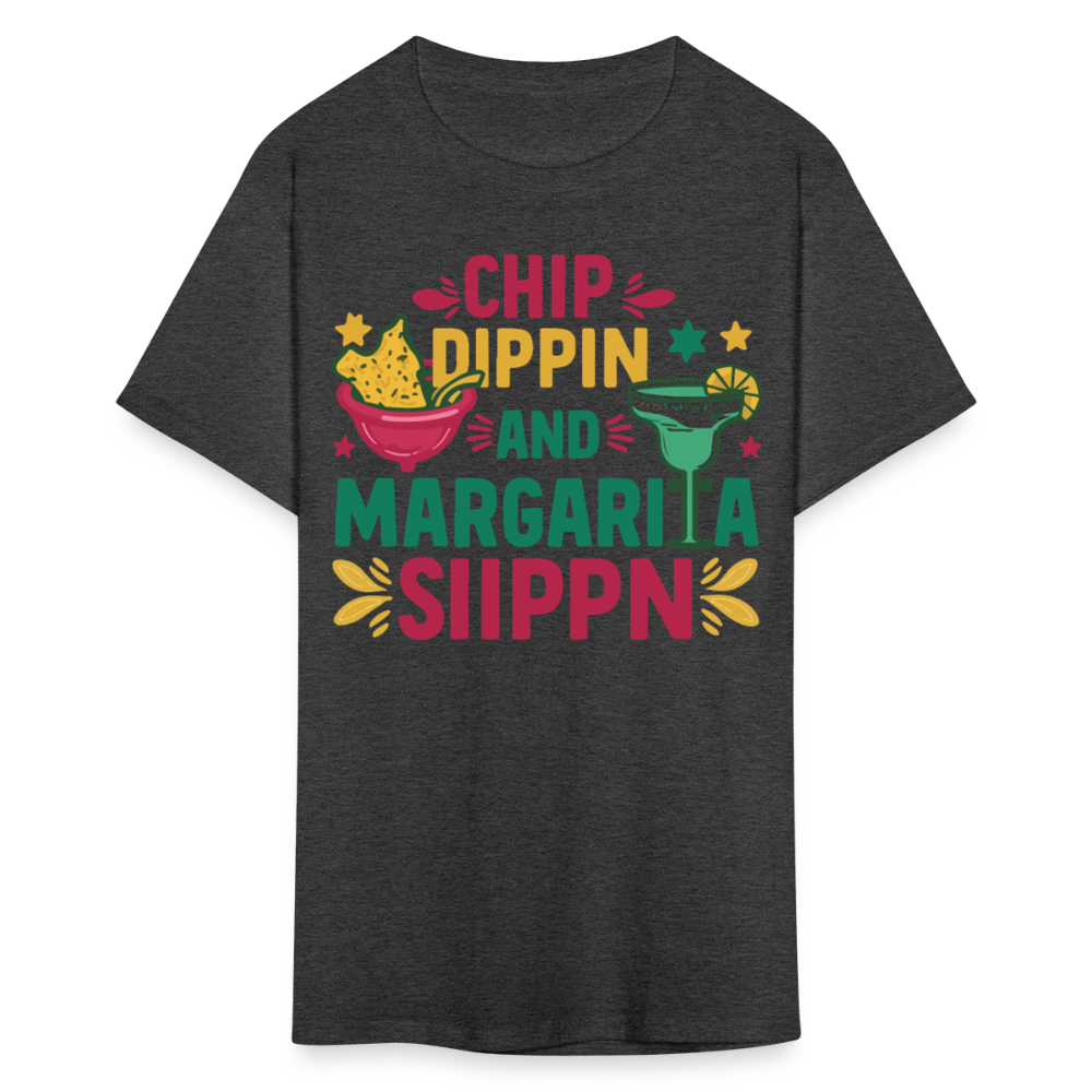 Chips And Dip Party Outfit Fun Margarita Drinking T-shirt - heather black