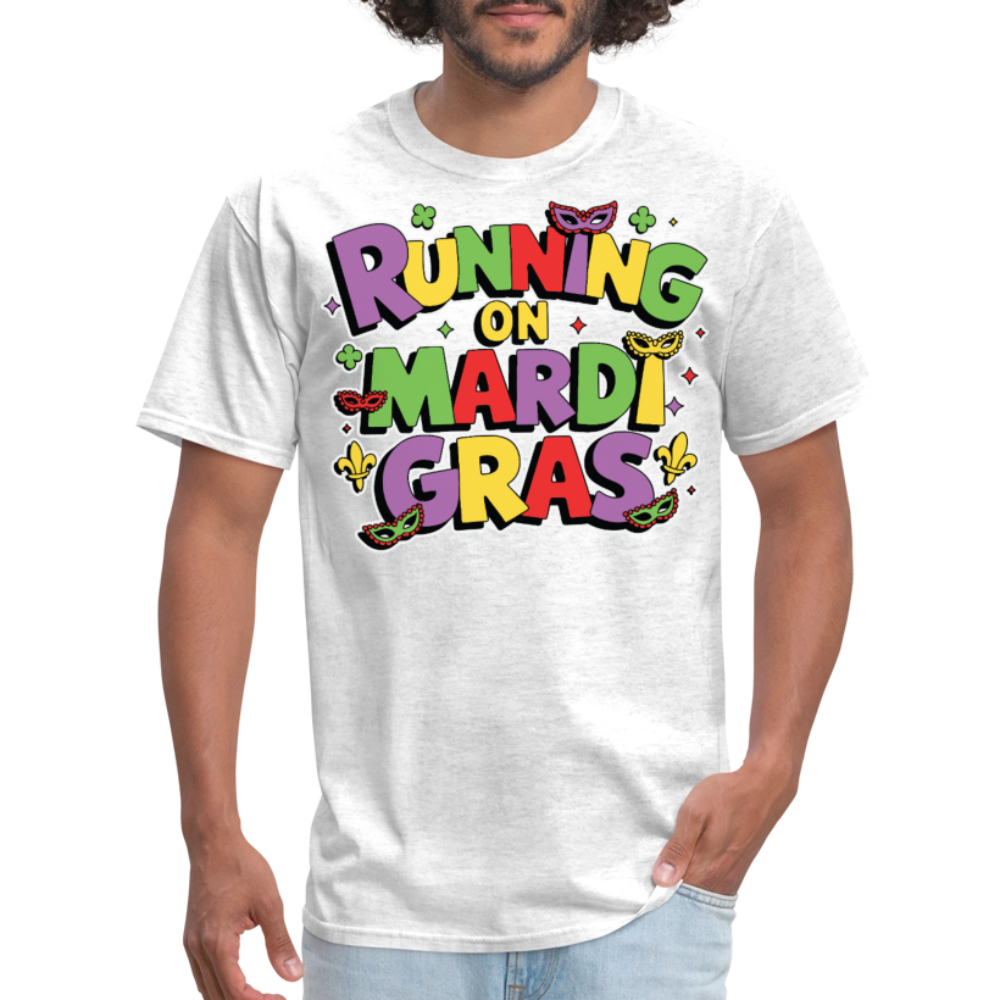 Mardi Gras Running Shirt For Party Lovers Funny Mardi Gras T-shirt - light heather gray