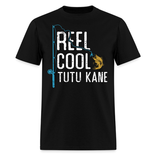 Reel Cool Tutu Kane Hawaiian Grandpa Fishing T-shirt - black