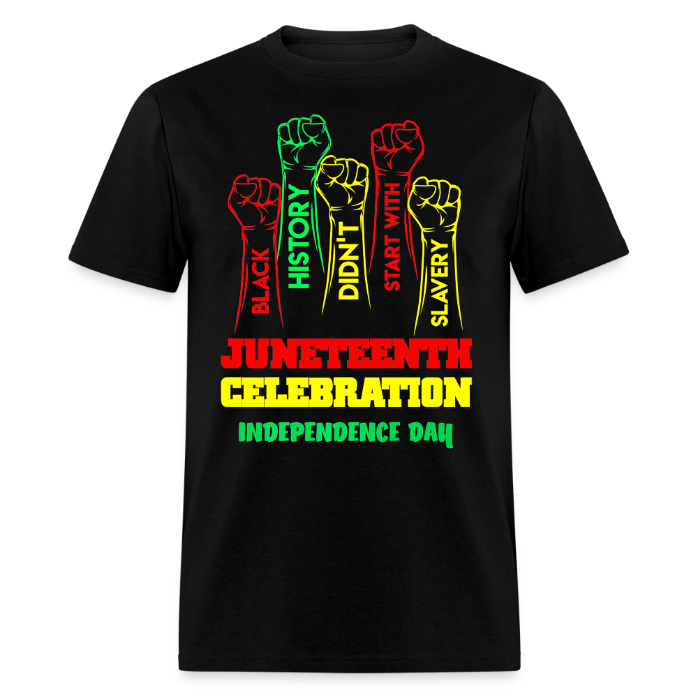 Black Empowerment Shirt With Raised Fist Juneteenth Freedom T-Shirt - black