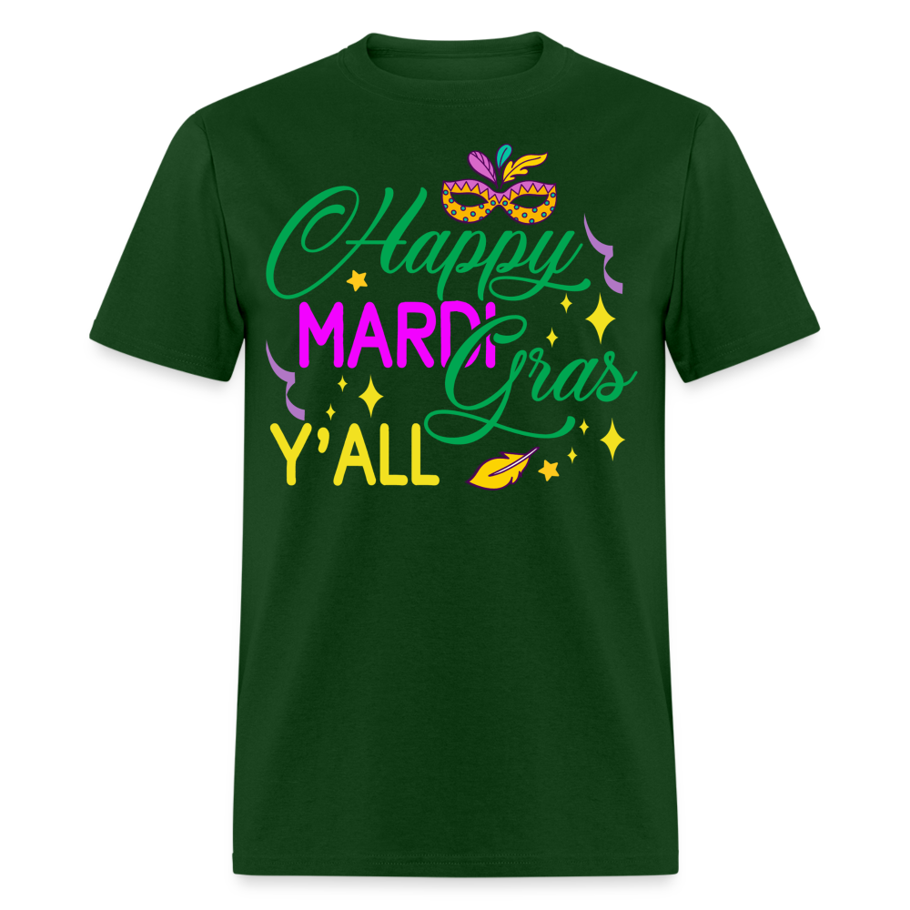 Louisiana Carnival Celebration Tee Happy Mardi Gras Y'all T-shirt - forest green