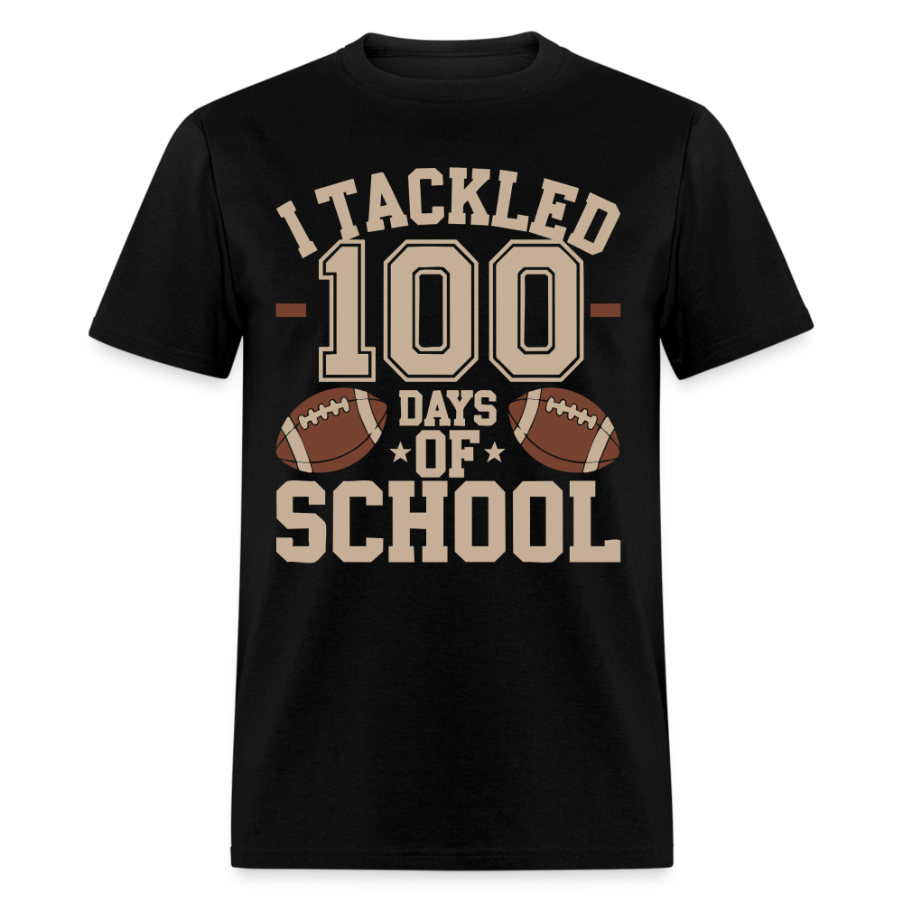 100 Days Of School Tee For Teachers Funny Football Themed School T-shirt - black