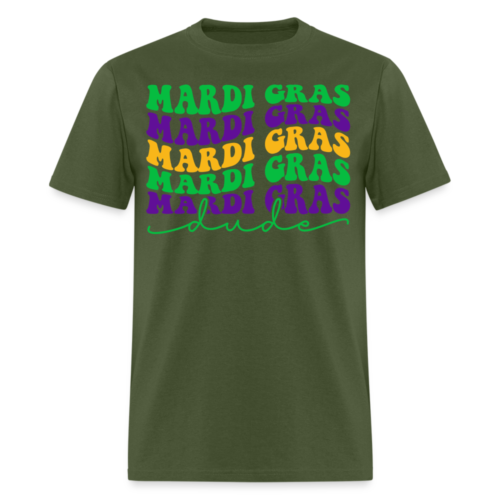 Retro-style Mardi Gras Shirt New Orleans Festival T-shirt - military green