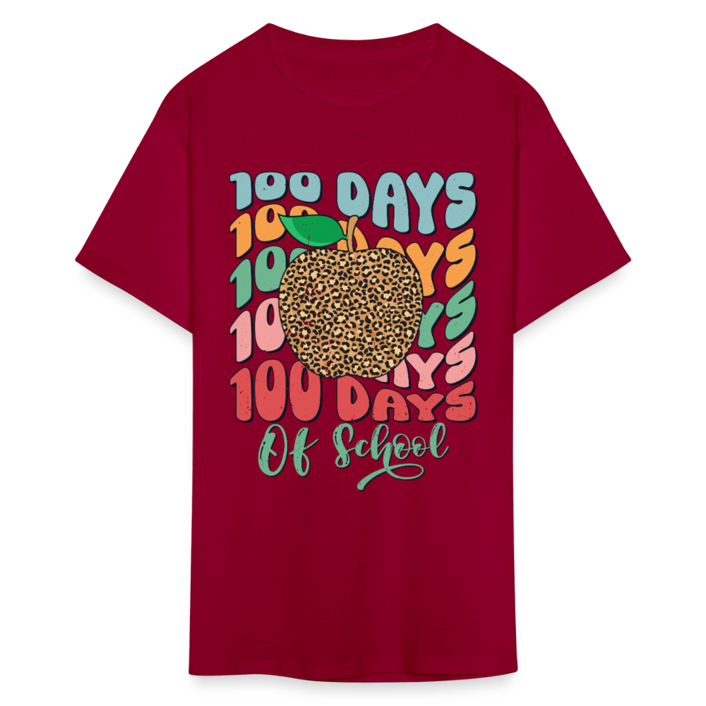 Leopard print 100 Days Of School Teacher Appreciation Gifts T-shirt - dark red