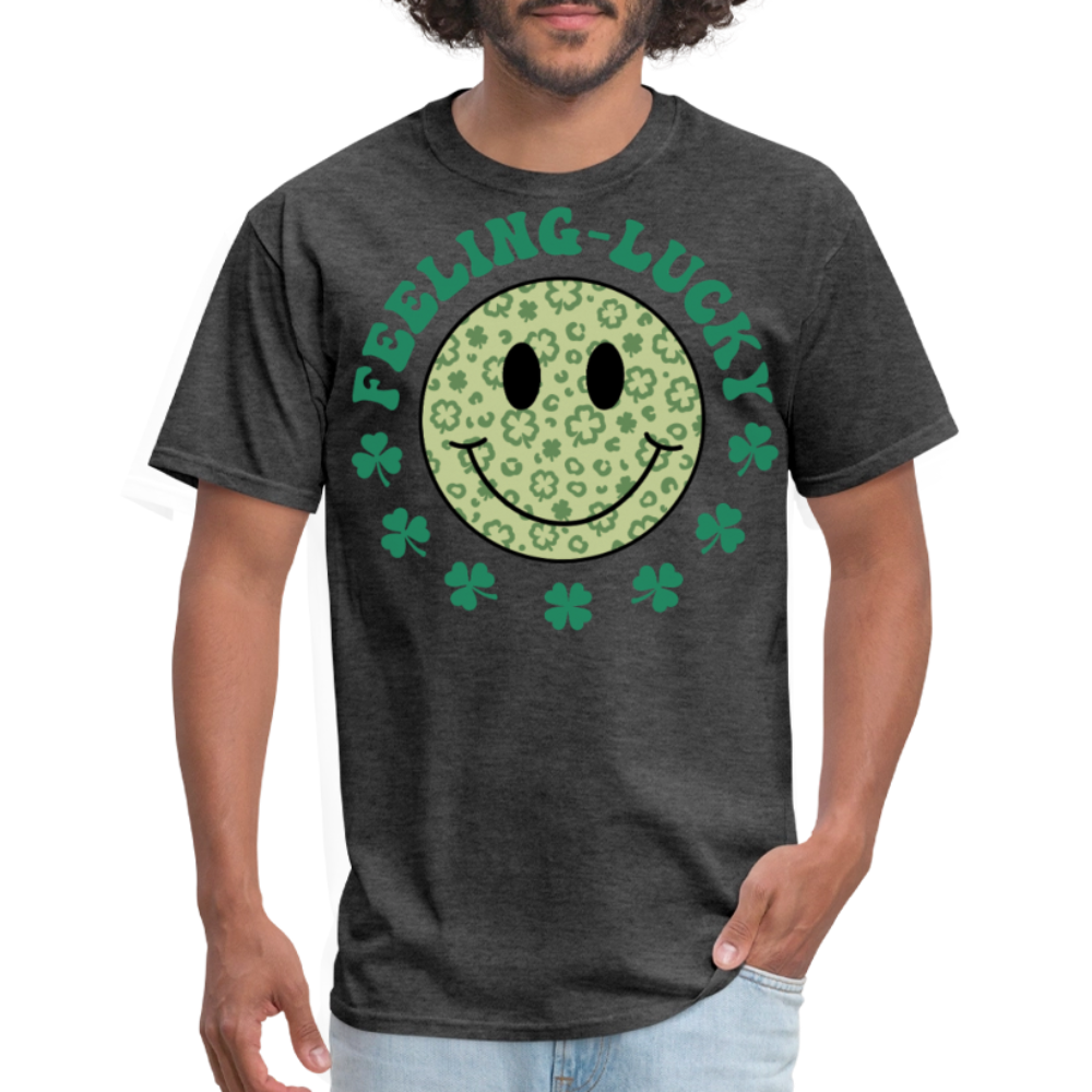 Feeling Lucky St Patrick’s Day Smiley Face T-shirt - heather black