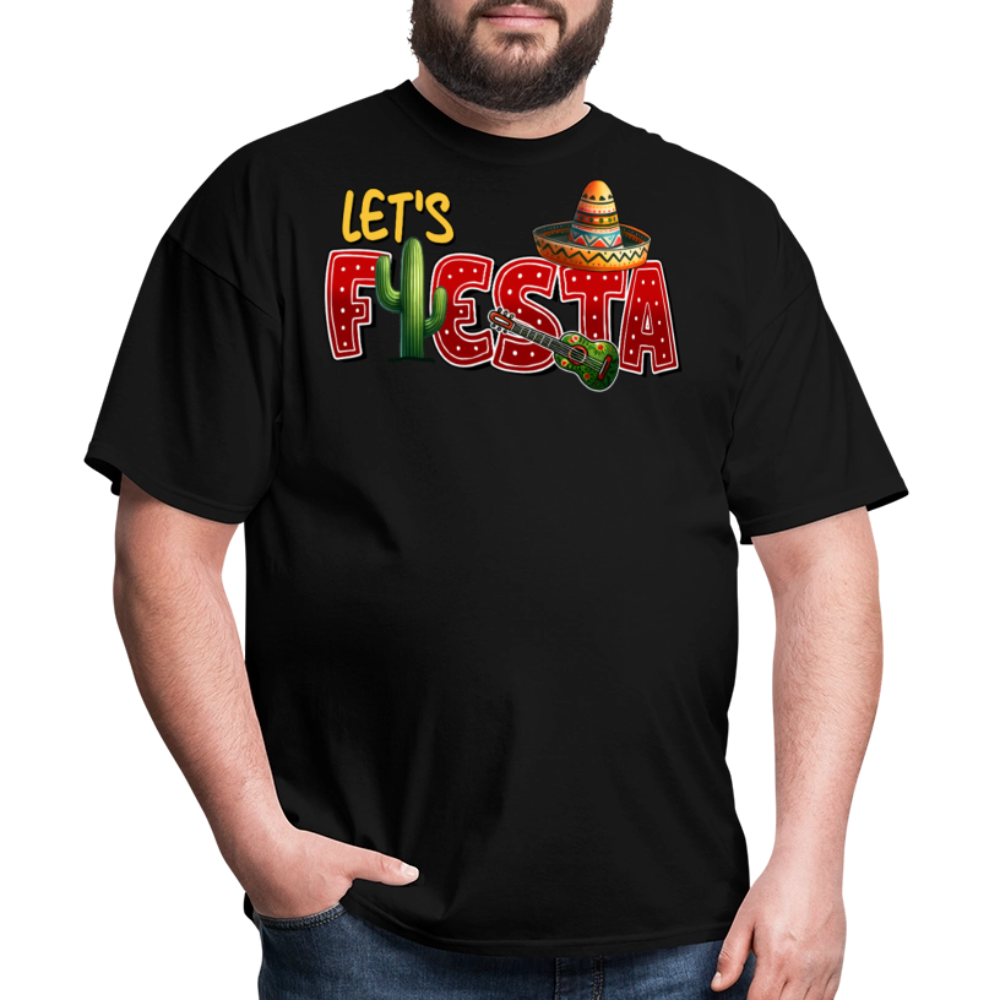 Funny Fiesta Party Graphic Tee Let's Fiesta Mexican Theme T-shirt - black