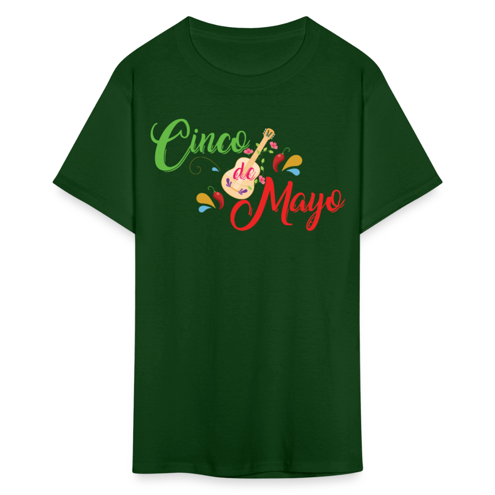 Colorful Cinco De Mayo Shirt With Guitar Unisex T-shirt - forest green