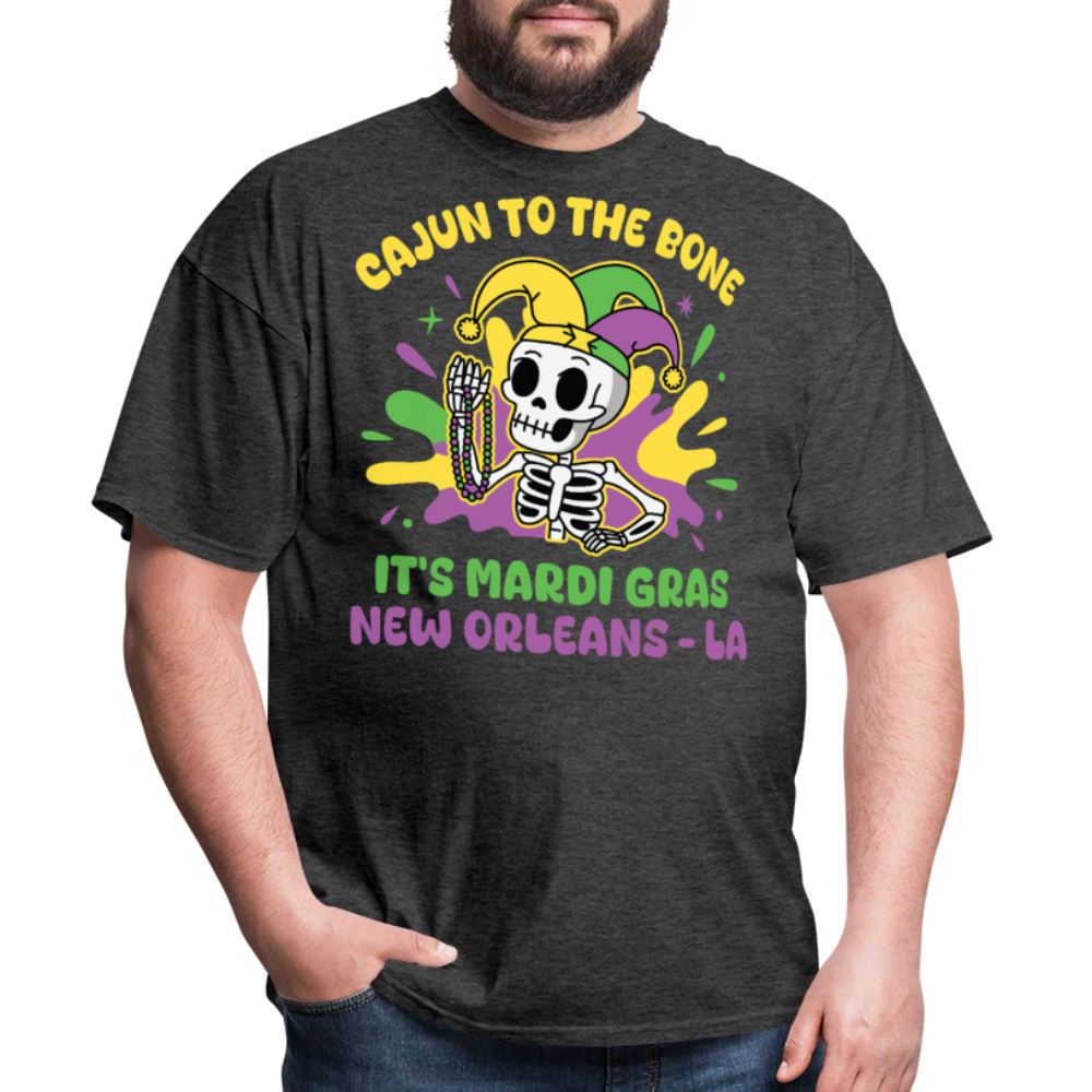 Mardi Gras Skeleton Tee For New Orleans Parade T-Shirt - heather black