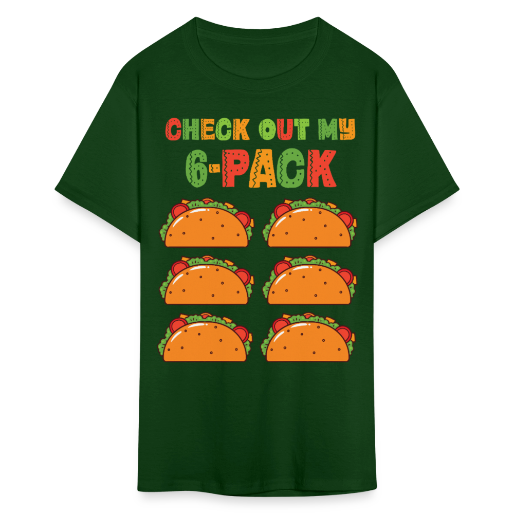 Taco Tuesday Lover Graphic Tee Check Out My 6-pack Taco T-shirt - forest green